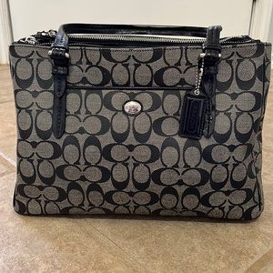 Large gray and black Coach shoulder bag